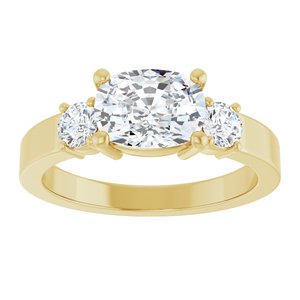 14K Yellow Gold 8x6 mm Elongated Cushion Ring Mounting – image 5