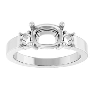 Sterling Silver 8x6 mm Elongated Cushion Ring Mounting – image 6