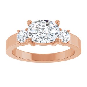 10K Rose Gold 8x6 mm Elongated Cushion Ring Mounting – image 5