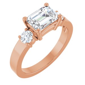 10K Rose Gold 7.5x5.5 mm Emerald Ring Mounting