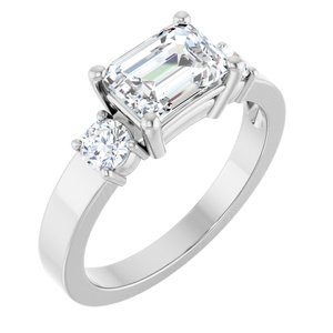 Continuum Sterling Silver 7.5x5.5 mm Emerald Ring Mounting