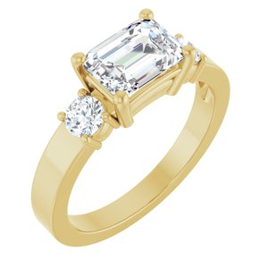 10K Yellow Gold 7.5x5.5 mm Emerald Ring Mounting