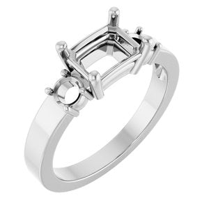 Platinum 7.5x5.5 mm Emerald Ring Mounting – image 2