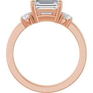 18K Rose Gold 7.5x5.5 mm Emerald Ring Mounting – image 3