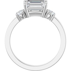 10K White Gold 7.5x5.5 mm Emerald Ring Mounting – image 3