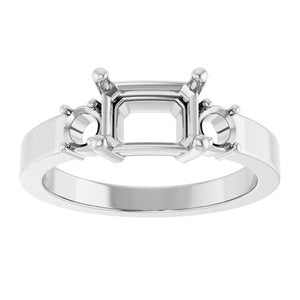 Platinum 7.5x5.5 mm Emerald Ring Mounting – image 6