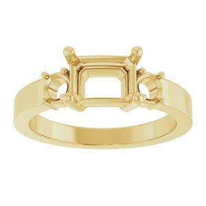 10K Yellow Gold 7.5x5.5 mm Emerald Ring Mounting – image 6