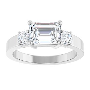 10K White Gold 7.5x5.5 mm Emerald Ring Mounting – image 5