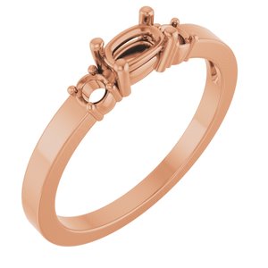 10K Rose Gold 5x3 mm Elongated Cushion Ring Mounting – image 2
