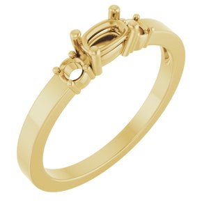 10K Yellow Gold 5x3 mm Elongated Cushion Ring Mounting – image 2