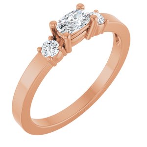 10K Rose Gold 5x3 mm Elongated Cushion Ring Mounting