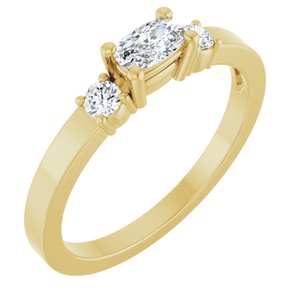 18K Yellow Gold 5x3 mm Elongated Cushion Ring Mounting