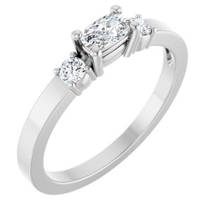 14K X1 White Gold 5x3 mm Elongated Cushion Ring Mounting