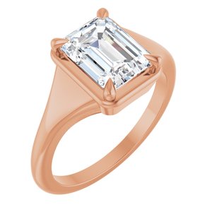 18K Rose Gold 8.5x6.5 mm Emerald Ring Mounting