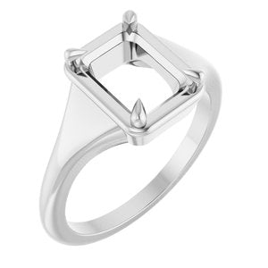 14K White Gold 8.5x6.5 mm Emerald Ring Mounting – image 2