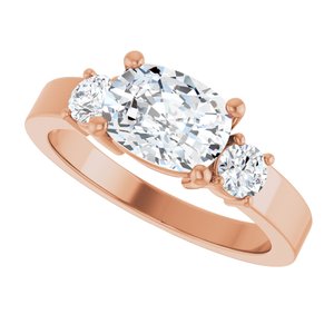 10K Rose Gold 8x6 mm Elongated Cushion Ring Mounting – image 8