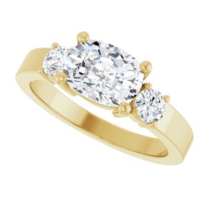 14K Yellow Gold 8x6 mm Elongated Cushion Ring Mounting – image 8