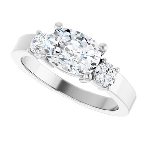 18K White Gold 8x6 mm Elongated Cushion Ring Mounting – image 8