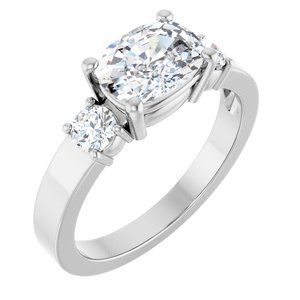 14K White Gold 8x6 mm Elongated Cushion Ring Mounting