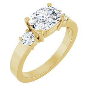 10K Yellow Gold 8x6 mm Elongated Cushion Ring Mounting