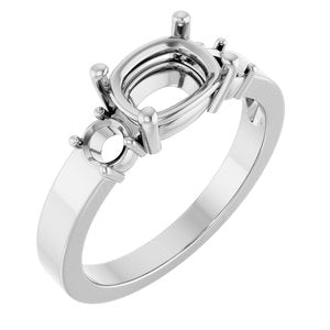 14K X1 White Gold 8x6 mm Elongated Cushion Ring Mounting – image 2