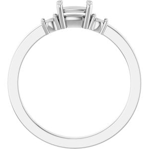 14K X1 White Gold 5x3 mm Elongated Cushion Ring Mounting – image 4