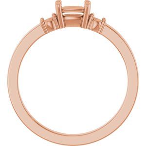 18K Rose Gold 5x3 mm Elongated Cushion Ring Mounting – image 4