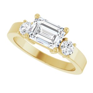 14K Yellow Gold 7.5x5.5 mm Emerald Ring Mounting – image 8