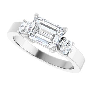 Continuum Sterling Silver 7.5x5.5 mm Emerald Ring Mounting – image 8