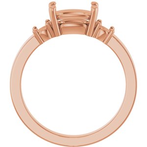 10K Rose Gold 8x6 mm Elongated Cushion Ring Mounting – image 4