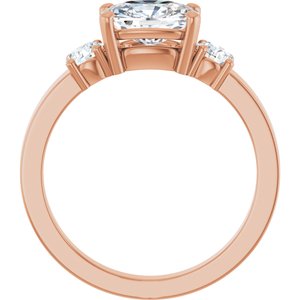 14K Rose Gold 8x6 mm Elongated Cushion Ring Mounting – image 3