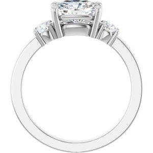 18K White Gold 8x6 mm Elongated Cushion Ring Mounting – image 3