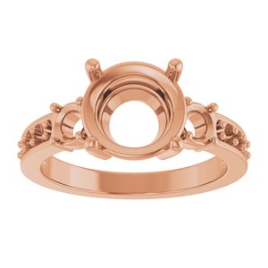 14K Rose Gold 9 mm Round Ring Mounting – image 6