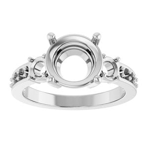 18K White Gold 9 mm Round Ring Mounting – image 6