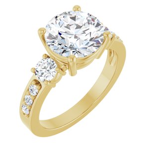 14K Yellow Gold 9 mm Round Ring Mounting
