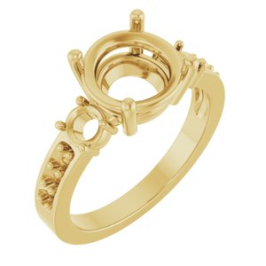 18K Yellow Gold 9 mm Round Ring Mounting – image 2