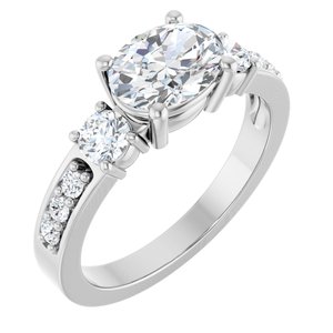 18K White Gold 8x6 mm Oval Ring Mounting