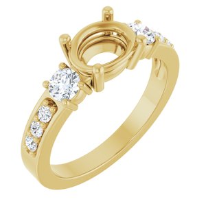 14K Yellow Gold 8x6 mm Oval 1/2 CTW Natural Diamond Semi-Set Ring – image 2