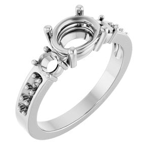 14K X1 White Gold 8x6 mm Oval Ring Mounting – image 2