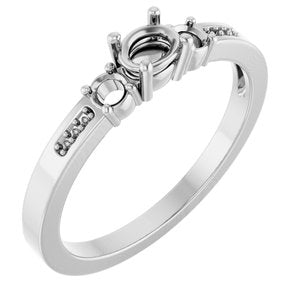14K White Gold 4.5x3.5 mm Oval Ring Mounting – image 2