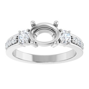 14K White Gold 8x6 mm Oval 1/2 CTW Natural Diamond Semi-Set Ring – image 6