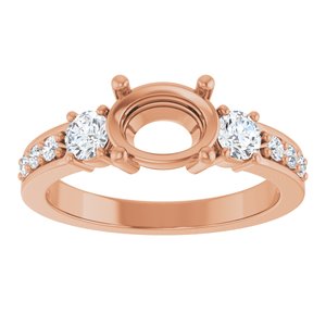 14K Rose Gold 8x6 mm Oval 1/2 CTW Natural Diamond Semi-Set Ring – image 6