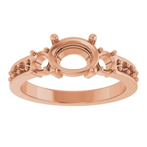 18K Rose Gold 8x6 mm Oval Ring Mounting – image 6