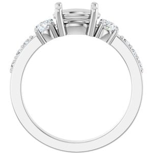 Platinum 8x6 mm Oval 1/2 CTW Natural Diamond Semi-Set Ring – image 4