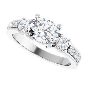 10K White Gold 8x6 mm Oval Ring Mounting – image 8