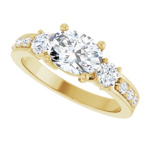 14K Yellow Gold 8x6 mm Oval 1/2 CTW Natural Diamond Semi-Set Ring – image 8