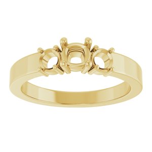 14K Yellow Gold 4x4 mm Cushion Ring Mounting – image 6