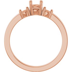 14K Rose Gold 4x4 mm Cushion Ring Mounting – image 4