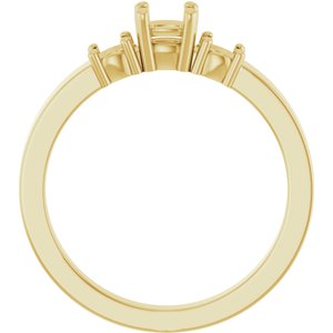 14K Yellow Gold 4x4 mm Cushion Ring Mounting – image 4