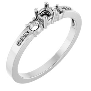 10K White Gold 3x3 mm Cushion Ring Mounting – image 2
